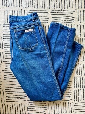 Vintage Calvin Klein Women's Dark Blue Straight Leg Jeans